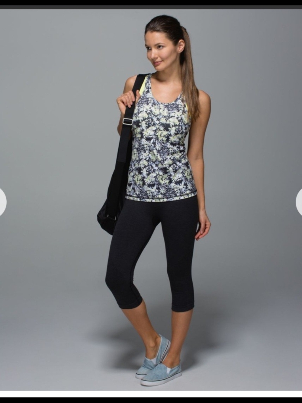 LULULEMON INSPIRATION TANK FLORAL PRINT RACERBACK BUILT-IN BRA SIZE 4